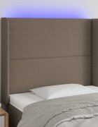 vidaXL LED горна табла за легло таупе 103x16x118/128 см плат