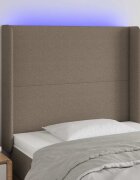 vidaXL LED горна табла за легло таупе 103x16x118/128 см плат