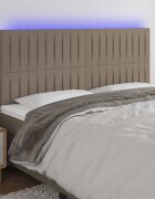 vidaXL LED горна табла за легло таупе 160x5x118/128 см плат