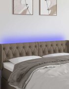 vidaXL LED горна табла за легло таупе 163x16x78/88 см плат