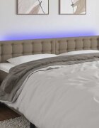 vidaXL LED горна табла за легло таупе 163x16x78/88 см плат