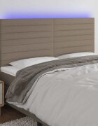 vidaXL LED горна табла за легло таупе 180x5x118/128 см плат