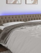 vidaXL LED горна табла за легло таупе 180x7x78/88 см плат