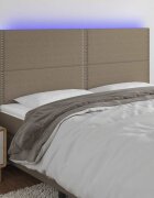 vidaXL LED горна табла за легло таупе 200x5x118/128 см плат