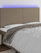 vidaXL LED горна табла за легло таупе 200x5x118/128 см плат