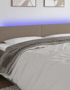 vidaXL LED горна табла за легло таупе 200x5x78/88 см плат