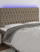 vidaXL LED горна табла за легло таупе 200x7x118/128 см плат