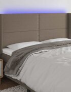 vidaXL LED горна табла за легло таупе 203x16x118/128 см плат
