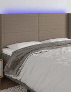 vidaXL LED горна табла за легло таупе 203x16x118/128 см плат