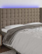 vidaXL LED горна табла за легло таупе 203x16x118/128 см плат