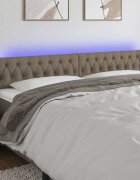 vidaXL LED горна табла за легло таупе 203x16x78/88 см плат