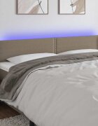 vidaXL LED горна табла за легло таупе 203x16x78/88 см плат