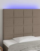 vidaXL LED горна табла за легло таупе 80x5x118/128 см плат
