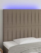 vidaXL LED горна табла за легло таупе 80x5x118/128 см плат