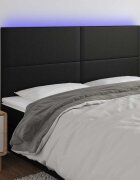 vidaXL LED горна табла за леглочерна160x5x118/128см изкуствена кожа