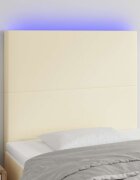 vidaXL LED горна табла за леглокремава80x5x118/128смизкуствена кожа