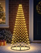 vidaXL LED Коледна Елха 165 см 270 LED светодиода Топло бяло Желязо
