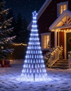 vidaXL LED Коледна Елха 250 см 290 LED светодиода Синьо Желязо Черно