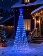 vidaXL LED Коледна Елха 250 см 475 LED светодиода Синьо Стомана Черно