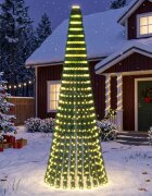 vidaXL LED Коледна Елха 270 см 648 LED светодиода Топло бяло Стомана