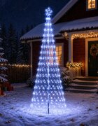 vidaXL LED Коледна Елха 300 см 350 LED светодиода Синьо Желязо Черно