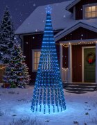 vidaXL LED Коледна Елха 300 см 668 LED светодиода Синьо Стомана Черно