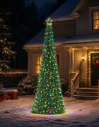 vidaXL LED коледна елха с гирлянди и шиш EKENAS 250 см