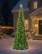 vidaXL LED коледна елха с гирлянди и шиш EKENAS 300 см