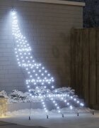 vidaXL LED коледна елха с колчета за земя Хладно бяло 306 см Метал