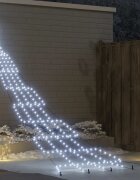 vidaXL LED коледна елха с колчета за земя Хладно бяло 511 см Метал