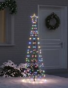 vidaXL LED коледна елха с колчета за земя Многоцветен 250 cm Желязо