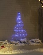 vidaXL LED коледна елха с колчета за земя Синьо 182 см Метал