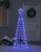 vidaXL LED коледна елха с колчета за земя Синьо 250 cm Желязо