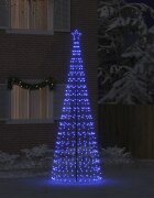 vidaXL LED коледна елха с колчета за земя Синьо 400 cm Желязо