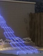 vidaXL LED коледна елха с колчета за земя Синьо 511 см Метал