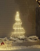vidaXL LED коледна елха с колчета за земя Топло бяло 182 см Метал