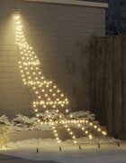 vidaXL LED коледна елха с колчета за земя Топло бяло 306 см Метал