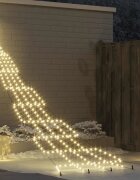 vidaXL LED коледна елха с колчета за земя Топло бяло 511 см Метал