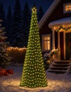 vidaXL LED коледна елха с ламе и основа EKENAS 300 см