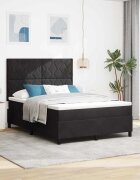 vidaXL LED кутия за пружини с легло Черен 160 x 200 cm Кадифе