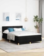 vidaXL LED кутия за пружини с легло Черен 160 x 200 cm текстил