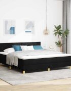 vidaXL LED кутия за пружини с легло Черен 180 x 200 cm текстил