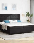 vidaXL LED кутия за пружини с легло Черен 200 x 200 cm Кадифе