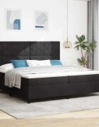 vidaXL LED кутия за пружини с легло Черен 200 x 200 cm Кадифе
