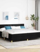 vidaXL LED кутия за пружини с легло Черен 200 x 200 cm текстил