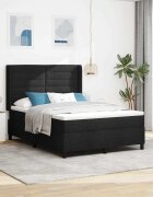 vidaXL LED кутия за пружини с легло Черно 140 x 190 cm текстил