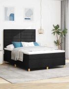 vidaXL LED кутия за пружини с легло Черно 140 x 200 cm текстил