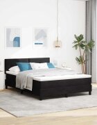 vidaXL LED кутия за пружини с легло Черно 160 x 200 cm Кадифе