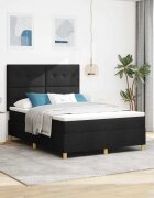 vidaXL LED кутия за пружини с легло Черно 160 x 200 cm текстил