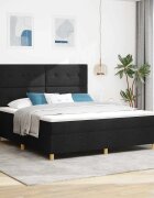 vidaXL LED кутия за пружини с легло Черно 180 x 200 cm текстил